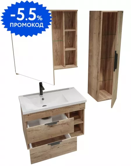 

Мебель для ванной подвесная «Grossman» Форта 80 дуб галифакс