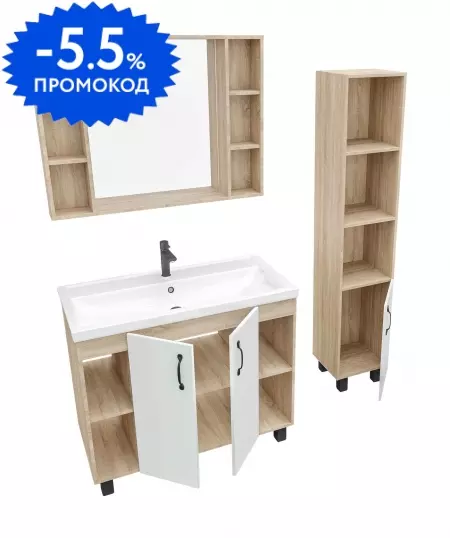 

Мебель для ванной «Grossman» Флай 100 белая/дуб сонома