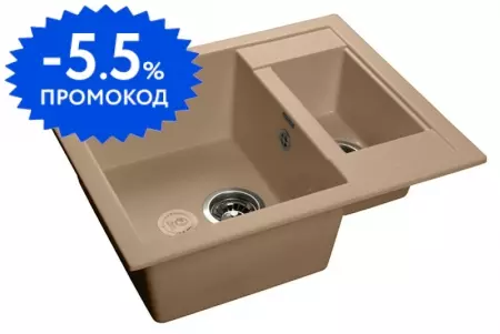 

Мойка для кухни «GranFest» Quadro GF-Q610K 61/50 искусственный камень топаз