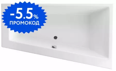 

Ванна акриловая «Excellent» Sfera Slim 170/100 без опор без сифона белая правая