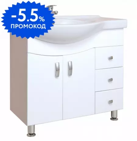 

Тумба с раковиной «Onika» Эльбрус 82.10 (Коралл 83) белая правая