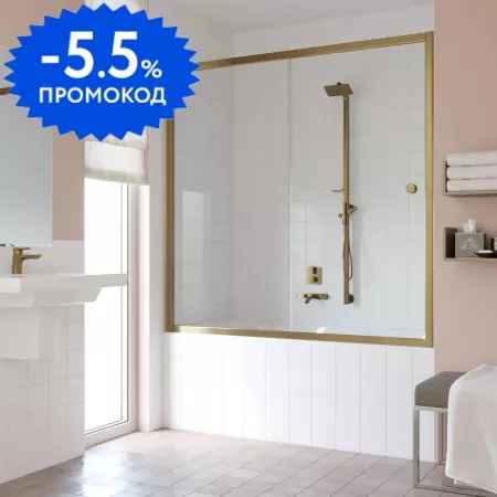 

Шторка на ванну стеклянная «Vegas Glass» ZV Tur Novo 150/140 прозрачная/бронза универсальная