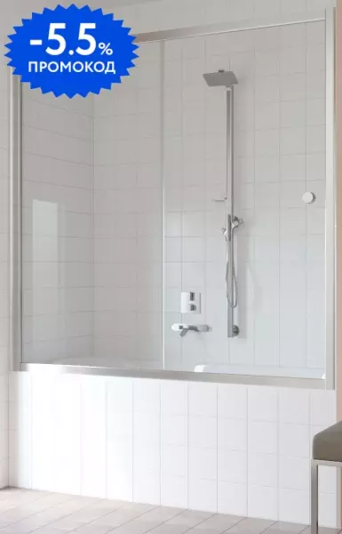 

Шторка на ванну стеклянная «Vegas Glass» ZV Tur Novo 170/140 прозрачная/хром универсальная