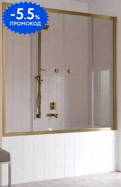 

Шторка на ванну стеклянная «Vegas Glass» Z2V Tur Novo 170/140 бронза/бронза универсальная