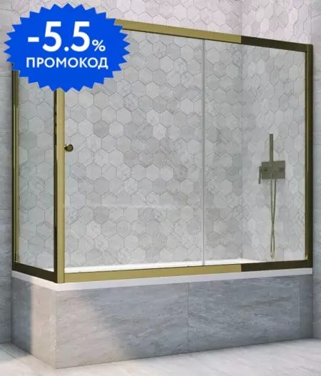 

Шторка на ванну стеклянная «Vegas Glass» ZV+ZVF Tur Novo 160/80/140 прозрачная/бронза универсальная