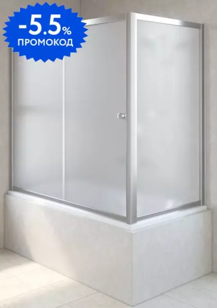 

Шторка на ванну стеклянная «Vegas Glass» ZV+ZVF Tur Novo 170/75/140 сатин/хром универсальная