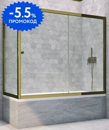 

Шторка на ванну стеклянная «Vegas Glass» ZV+ZVF Tur Novo 170/85/140 прозрачная/бронза универсальная