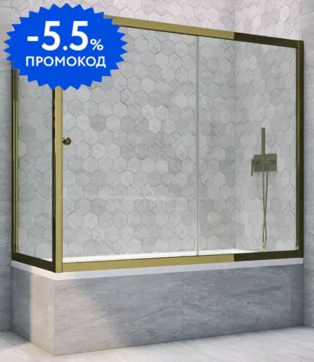 

Шторка на ванну стеклянная «Vegas Glass» ZV+ZVF Tur Novo 180/70/140 прозрачная/бронза универсальная