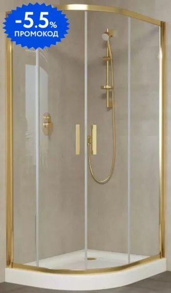 

Душевой угол-ограждение «Vegas Glass» ZS-F Tur Novo 110/100 прозрачный/глянцевое золото без поддона универсальный