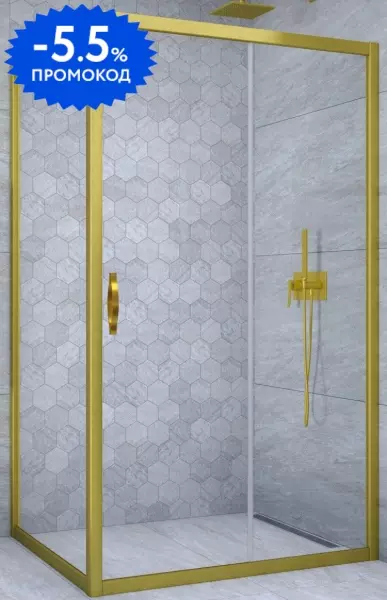 

Душевой угол-ограждение «Vegas Glass» ZP+ZPV Tur Novo 150/90 прозрачный/глянцевое золото без поддона универсальный