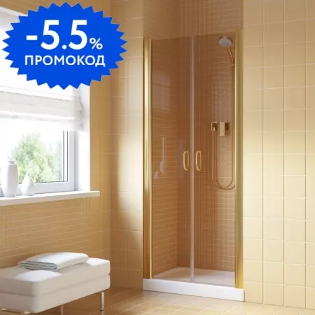 

Душевая дверь «Vegas Glass» E2P Lux 75/199,5 бронза/глянцевое золото универсальная