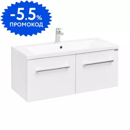 

Тумба с раковиной «Aquaton» Мадрид 100 М с 2 ящиками (Айрис 100) подвесная белая