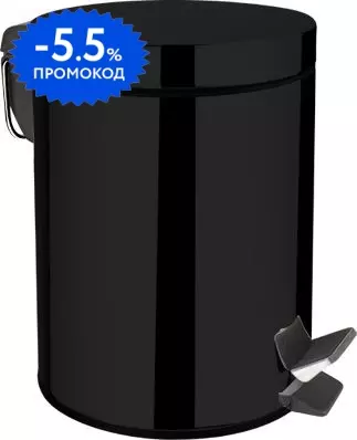 

Мусорное ведро с педалью «Aquanet» 8073MB 8 л чёрное матовое