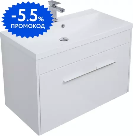 

Тумба с раковиной «Aquanet» Августа 90 ручка хром (Нота 90) подвесная белая