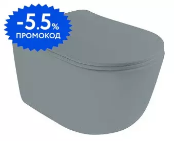 

Подвесной унитаз безободковый «Axa» Eva 8801009/AF8809 серый матовый с сиденьем дюропласт с микролифтом серое