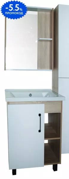 

Мебель для ванной «ASB-Woodline» Адель 60 белая/светлое дерево