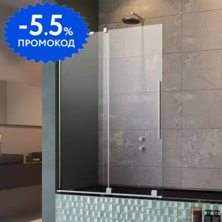 

Шторка на ванну стеклянная «Radaway» Furo PND II 110/150 прозрачная/хром левая