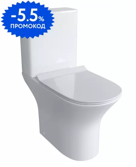 

Унитаз компакт безободковый «Grossman» Classic GR-4465S белый с сиденьем ультратонкое дюропласт с микролифтом белое