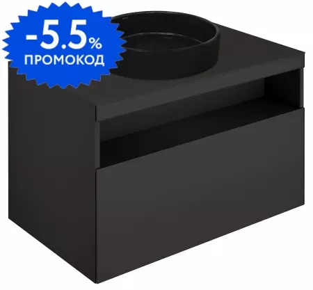 

Тумба с раковиной «Keuco» Stageline 80 со столешницей (Stageline 40/40 чёрная) подвесная вулканит левая