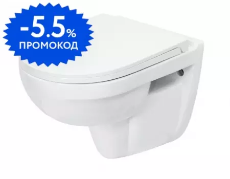 

Подвесной унитаз «Sanita Luxe» Best BSTSLWH0104 белый с сиденьем дюропласт с микролифтом белое