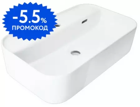 

Раковина «Sanita Luxe» Infinity Shelf 60/36 WB.CT/Infinity/60-C.Shelf/WHT.G/S1 фарфоровая белая