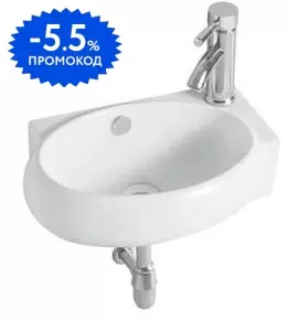 

Раковина угловая «Aquatek» 42/28 AQ5304-00 фарфоровая белая правая