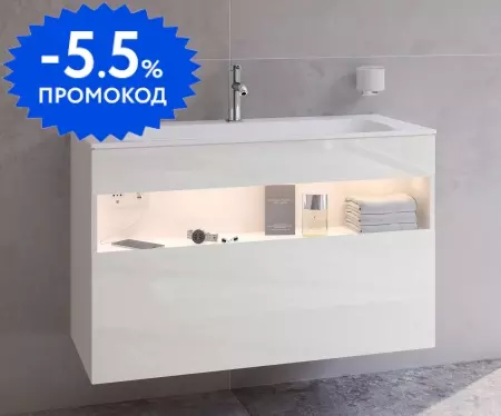 

Тумба с раковиной «Keuco» Stageline 100 с подсветкой (Plan 100 с отверстием) подвесная белая