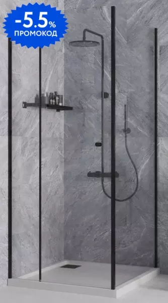 

Душевой угол-ограждение «Paini» Cox 78YO9090 90/90 квадратный прозрачный/чёрный без поддона универсальный