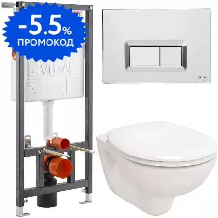 

Комплект инсталляция с унитазом, крышкой и кнопкой смыва «Vitra» S40 L-box 9005B003-7211 белый