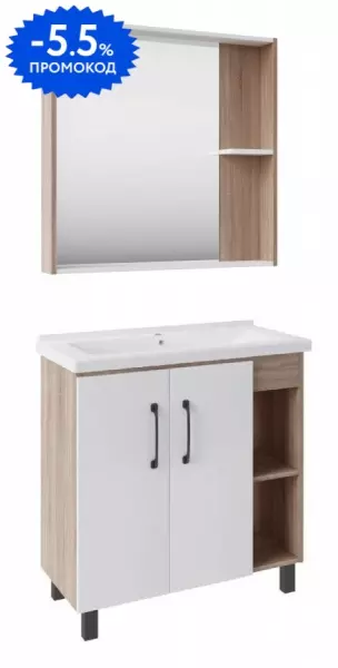 

Мебель для ванной «ASB-Woodline» Адель 80 белая/дуб сонома