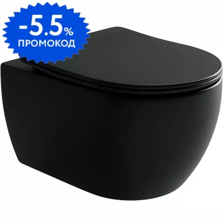 

Подвесной унитаз безободковый «Ceramica Nova» Play CN3001MB черный с сиденьем дюропласт с микролифтом чёрное
