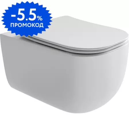 

Подвесной унитаз безободковый «Ceramica Nova» Noel CN3013 белый с сиденьем дюропласт с микролифтом белое