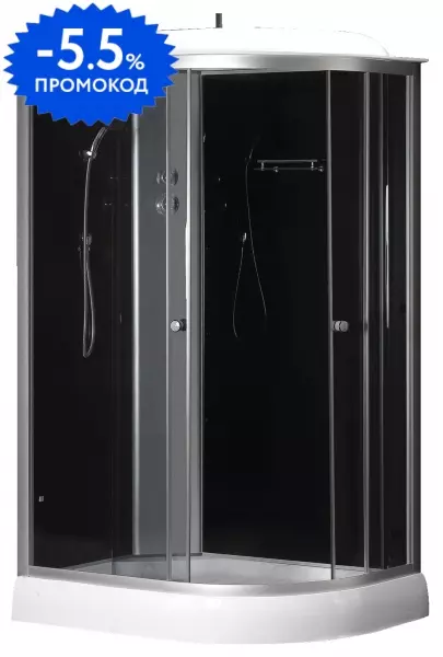 

Душевая кабина «Loranto» CS-66121L G 120/80 низкий поддон чёрная/хром левая