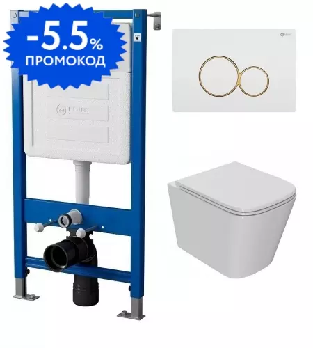 

Комплект инсталляция с унитазом, крышкой и кнопкой смыва «Point» PN48084WG (PN45120/клавиша Виктория PN44061WG/унитаз Ника PN41081) безободковый