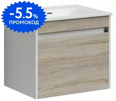 

Тумба с раковиной «Sancos» Smart 60 (Element 61/46) подвесная дуб бардолино/белая