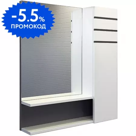 

Зеркало с шкафчиком «Comforty» Нарва 70 без света белый матовый правый
