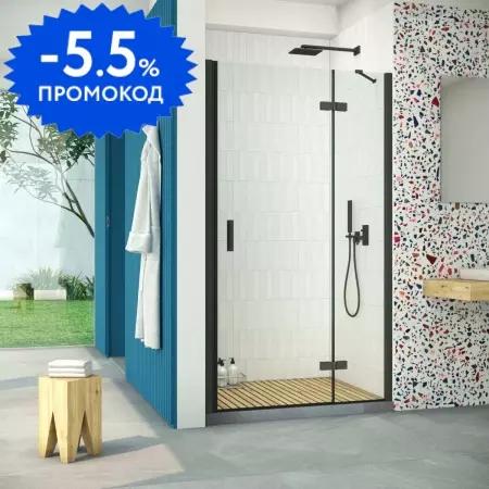 

Душевая дверь «Vegas Glass» AFP Retta 120/199,5 прозрачная/чёрная матовая правая