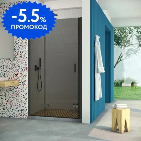 

Душевая дверь «Vegas Glass» AFP Retta 120/199,5 графит/чёрная матовая левая