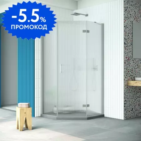 

Душевой угол-ограждение «Vegas Glass» AFA-Pen Retta 90/90 Moru/матовый хром без поддона правый
