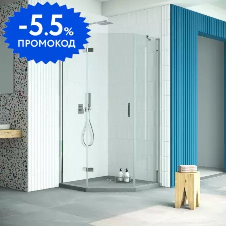 

Душевой угол-ограждение «Vegas Glass» AFA-Pen Retta 90/90 прозрачный/глянцевый хром без поддона левый