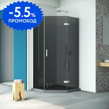 

Душевой угол-ограждение «Vegas Glass» AFA-Pen Retta 100/100 графит/белый без поддона правый