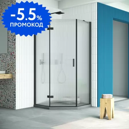 

Душевой угол-ограждение «Vegas Glass» AFA-Pen Retta 100/100 Moru/чёрный матовый без поддона левый