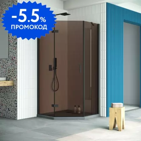 

Душевой угол-ограждение «Vegas Glass» AFA-Pen Retta 100/100 бронза/чёрный матовый без поддона левый