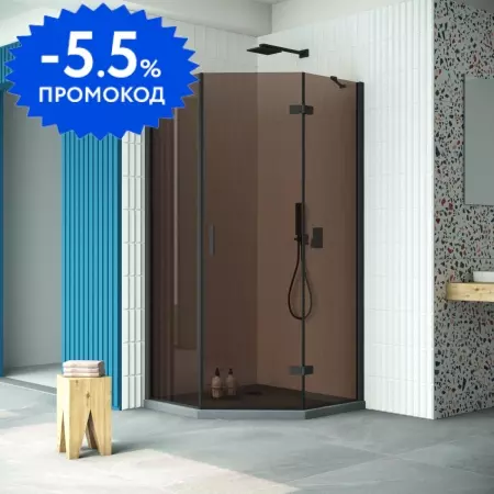 

Душевой угол-ограждение «Vegas Glass» AFA-Pen Retta 100/100 бронза/чёрный матовый без поддона правый
