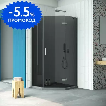 

Душевой угол-ограждение «Vegas Glass» AFA-Pen Retta 100/100 графит/матовый хром без поддона правый