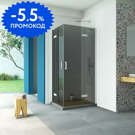 

Душевой угол-ограждение «Vegas Glass» AFA-F Retta 90/80 графит/белый без поддона правый