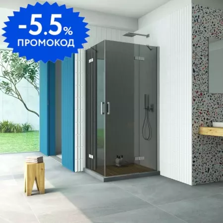 

Душевой угол-ограждение «Vegas Glass» AFA-F Retta 90/80 графит/матовый хром без поддона правый