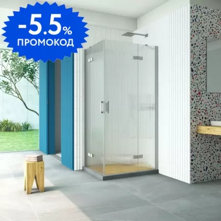 

Душевой угол-ограждение «Vegas Glass» AFA-F Retta 90/80 Moru/матовый хром без поддона правый