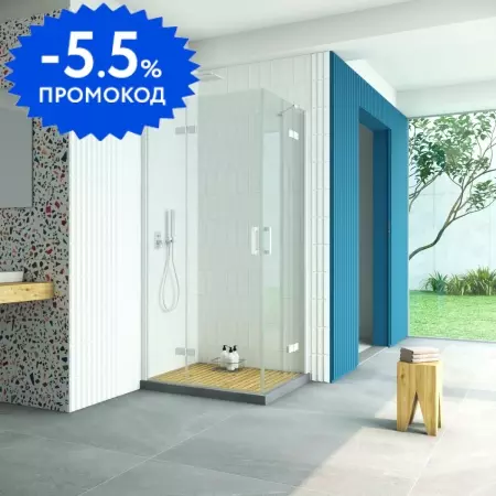 

Душевой угол-ограждение «Vegas Glass» AFA-F Retta 100/80 Crystalvision/белый без поддона левый