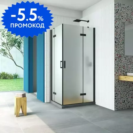 

Душевой угол-ограждение «Vegas Glass» AFA-F Retta 100/80 сатин/чёрный матовый без поддона правый